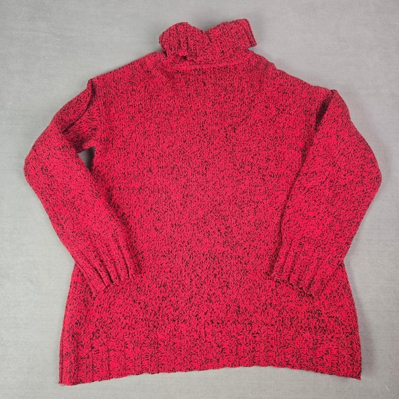 Jones New York Sport Red Black Speckled Cable Knit Turtleneck Sweater XL - Picture 2 of 7